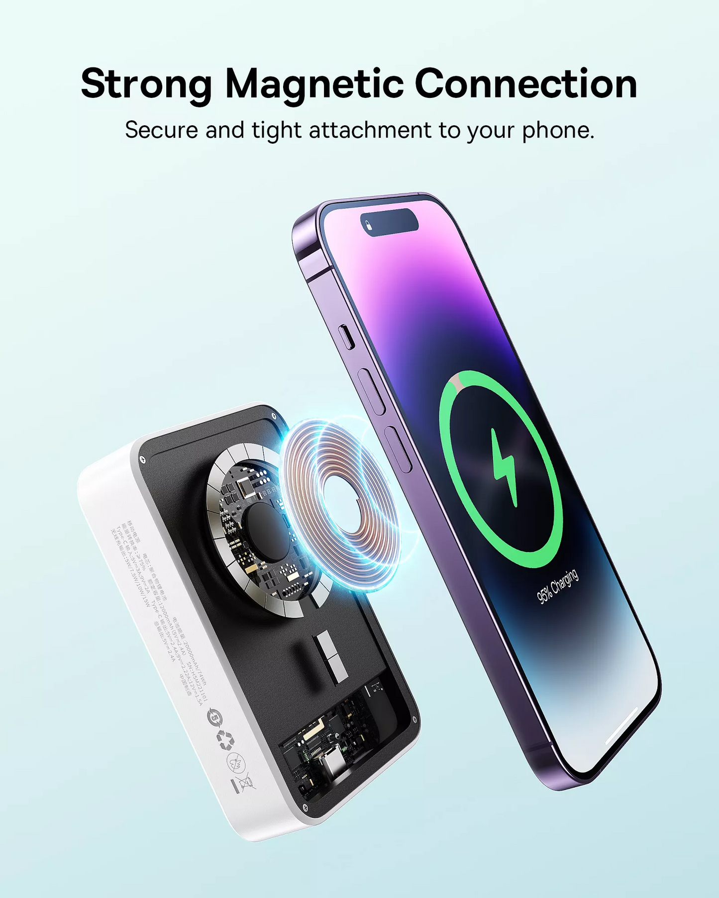 Draadloze Externe Batterij Baseus EnerFill FM41 Mini, 20000mAh, 20W, PD + FQI, 1 x QI - 1 x USB-C, Wit E0027U01