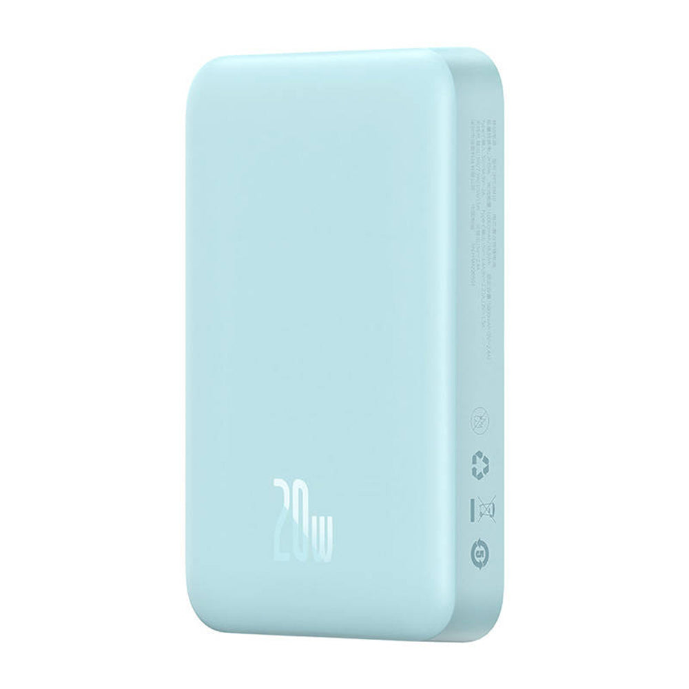 Draadloze Externe Batterij Baseus Magnetic Mini, 10000mAh, 20W, PD + FQI, 1 x QI - 1 x USB-C, Blauw PPCX110103