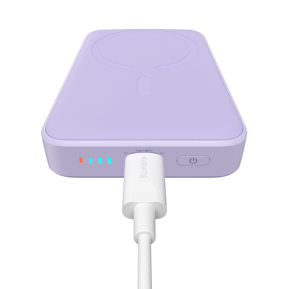 Draadloze Externe Batterij Baseus Magnetic Mini, 10000mAh, 20W, PD + FQI, 1 x QI - 1 x USB-C, Paars PPCX110105