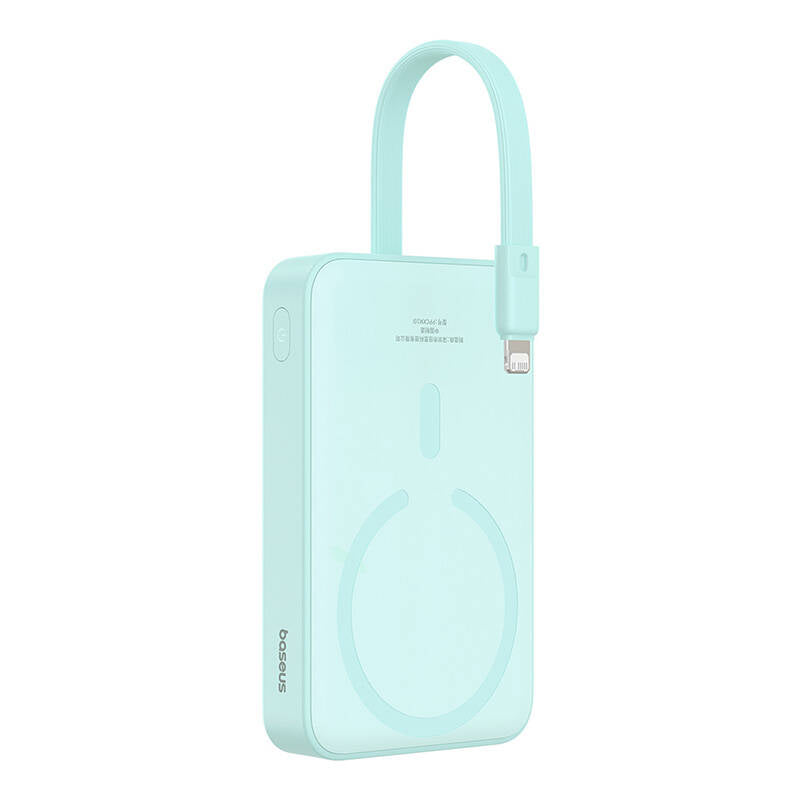 Draadloze Externe Batterij Baseus Magnetic Mini, 10000mAh, 20W, PD + FQI, 1 x Lightning - 1 x QI - 1 x USB-C, Groen P10022109333-00