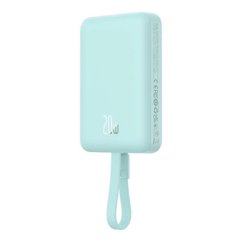 Draadloze Externe Batterij Baseus Magnetic Mini, 10000mAh, 20W, PD + FQI, 1 x Lightning - 1 x QI - 1 x USB-C, Groen P10022109333-00