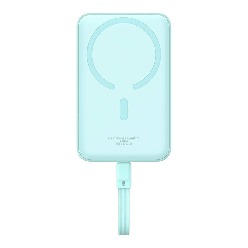 Externe Draadloze Batterij Baseus Magnetic Mini, 10000mAh, 30W, PD + FQI, 1 x Lightning - 1 x QI - 1 x USB-C, Blauw P1002210B333-00