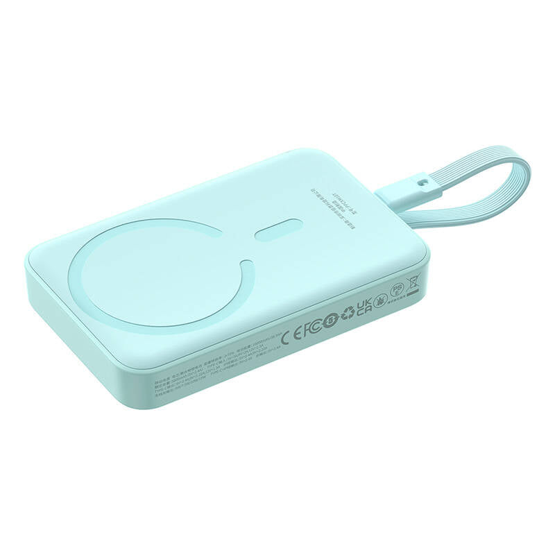 Externe Draadloze Batterij Baseus Magnetic Mini, 10000mAh, 30W, PD + FQI, 1 x Lightning - 1 x QI - 1 x USB-C, Blauw P1002210B333-00