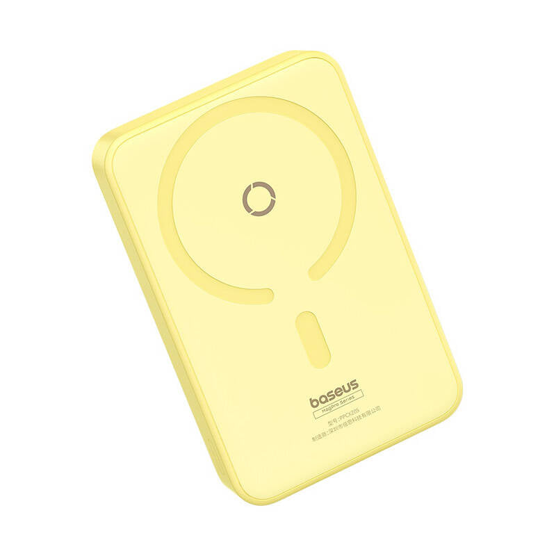 Draadloze Externe Batterij Baseus MagPro PPCXZ05, 5000mAh, 20W, PD + FQI, 1 x QI - 1 x USB-C, Geel P10064101Y23-00