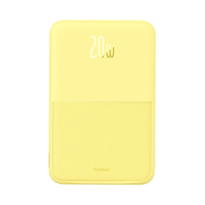Draadloze Externe Batterij Baseus MagPro PPCXZ05, 5000mAh, 20W, PD + FQI, 1 x QI - 1 x USB-C, Geel P10064101Y23-00