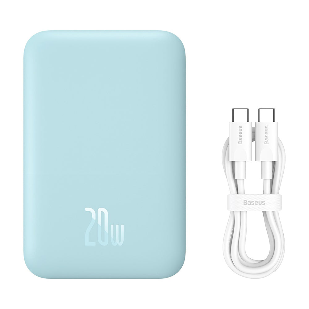 Externe Draadloze Batterij Baseus Mini Air, 6000mAh, 20W, PD + FQI, 1 x QI - 1 x USB-C, Blauw P10059002313-00