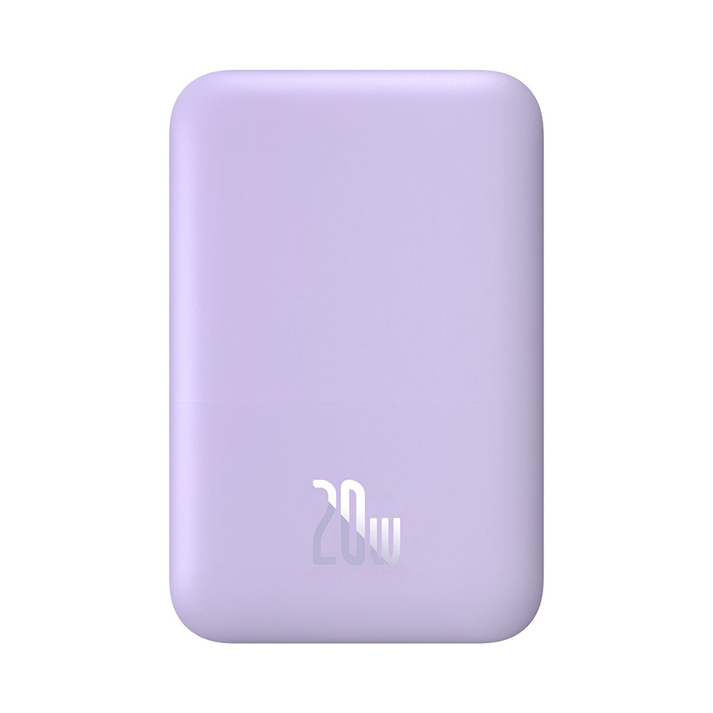 Externe Draadloze Batterij Baseus Mini Air, 6000mAh, 20W, PD + FQI, 1 x QI - 1 x USB-C, Paars P10059002513-00