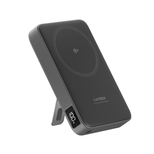Draadloze Externe Batterij Cuktech WPB100, 10000mAh, 30W, PD + FQI, 1 x QI - 1 x USB-C, Grijs CUWPB100GLBK