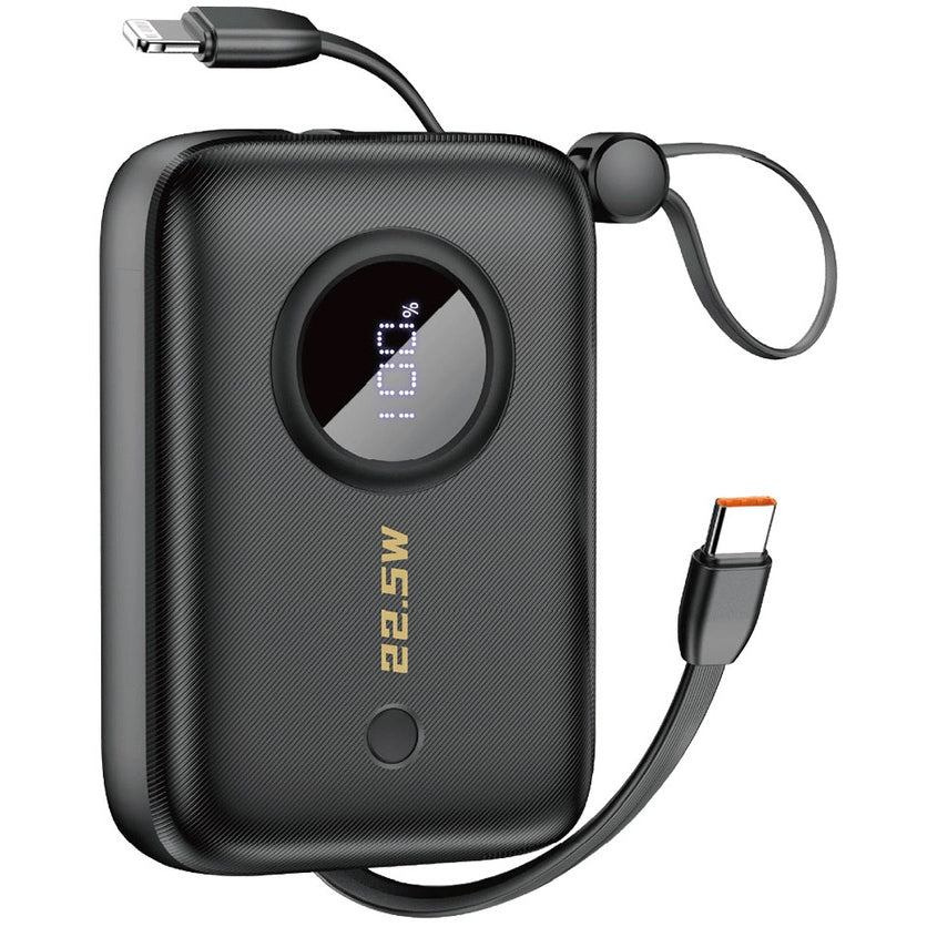 Externe Batterij Dudao K14, 10000mAh, 22.5W, QC + PD, 1 x Lightning - 1 x USB-A - 2 x USB-C, Zwart