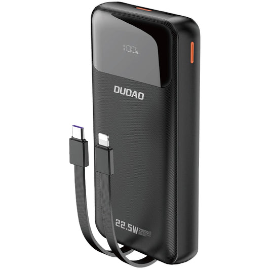 Externe Batterij Dudao K15Pro, 20000mAh, 22.5W, QC + PD, 1 x USB-A - 1 x USB-C, Zwart