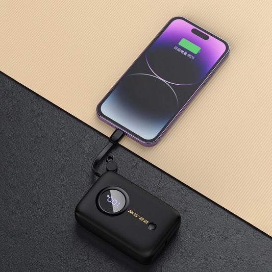 Externe Batterij Dudao K14, 10000mAh, 22.5W, QC + PD, 1 x Lightning - 1 x USB-A - 2 x USB-C, Zwart
