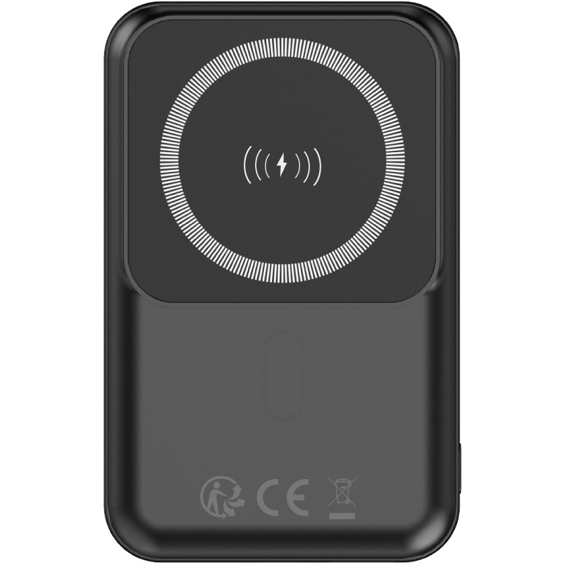 Forever MATB-100 Draadloze Externe Batterij, 10000mAh, 22.5W, QC + PD + FQI, 1 x QI - 1 x USB-A - 1 x USB-C, Zwart