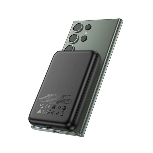 Draadloze Externe Batterij HOCO J141, 10000mAh, 20W, PD + FQI, 1 x QI - 1 x USB-C, Zwart