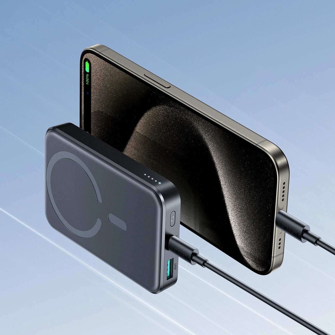 Draadloze Externe Batterij Joyroom JR-W020, 10000mAh, 20W, QC + PD + FQI, 1 x QI - 1 x USB-A - 1 x USB-C, Zwart