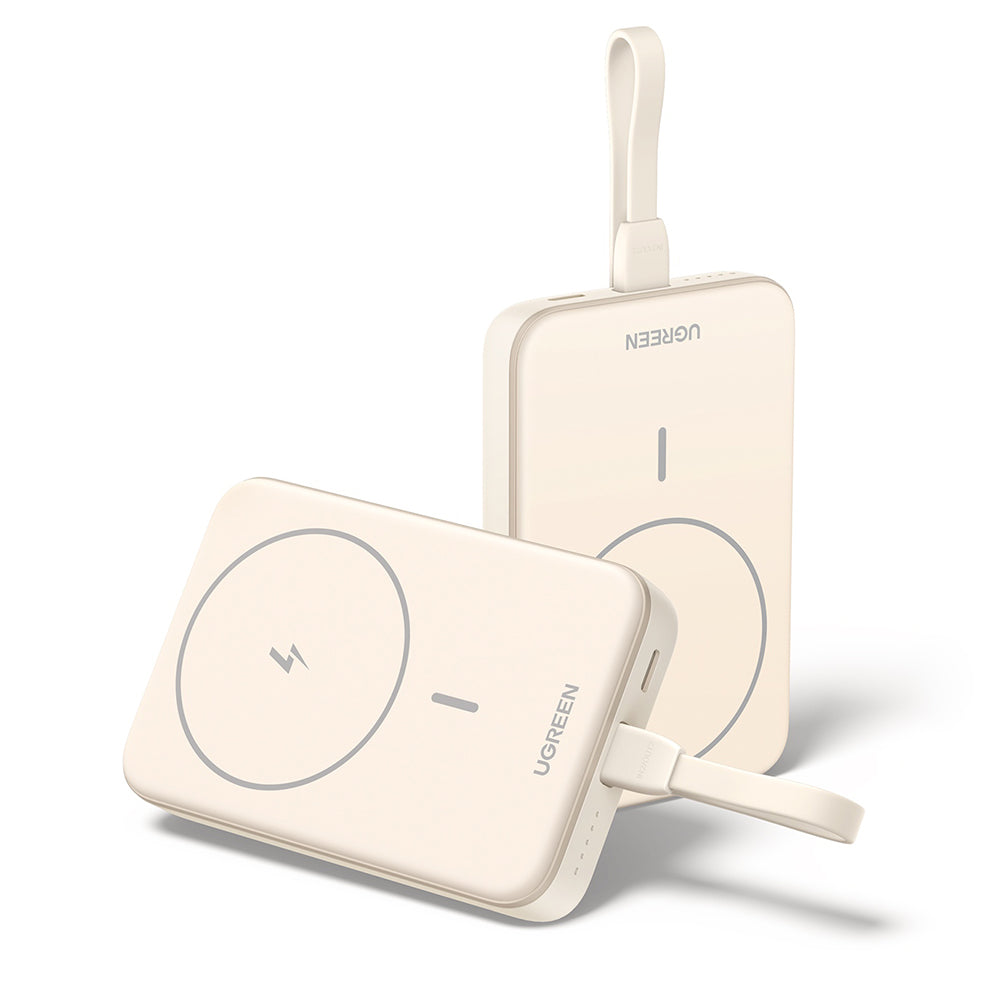 Draadloze Externe Batterij UGREEN PB760, 10000mAh, 20W, PD + FQI, 1 x QI - 1 x USB-C, Beige