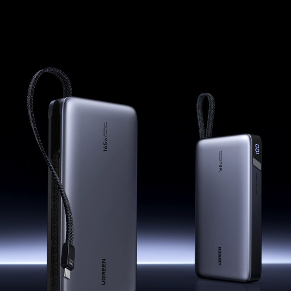 Externe Batterij UGREEN PB726 (55995B), 25000mAh, 165W, QC + PD, 1 x USB-A - 3 x USB-C, Gri