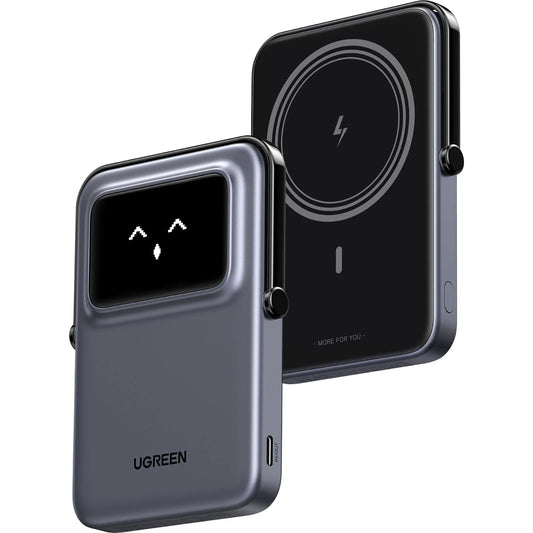 Draadloze Externe Batterij UGREEN PB571 Uno, 5000mAh, 20W, PD + FQI, 1 x QI - 1 x USB-C, Gri