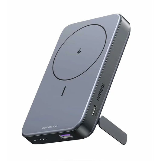 UGREEN PB206 Draadloze Externe Batterij, 10000mAh, 20W, QC + PD + FQI, 1 x QI - 1 x USB-A - 1 x USB-C, Grijs