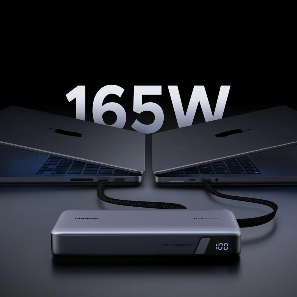 Externe Batterij UGREEN PB726 (55995B), 25000mAh, 165W, QC + PD, 1 x USB-A - 3 x USB-C, Gri