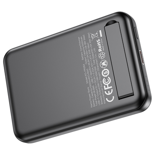 Draadloze Externe Batterij XO Design PR264, 10000mAh, 20W, PD + FQI, 1 x QI - 1 x USB-C, Zwart, Herverpakt