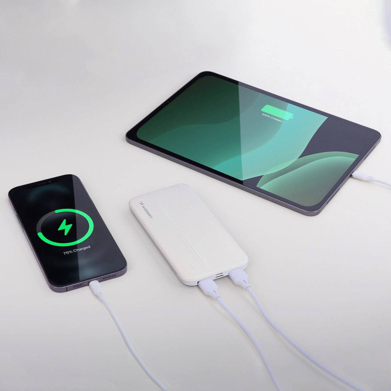 Externe Batterij WZK WPBWE1, 10000mAh, 10W, 2 x USB-A, Wit