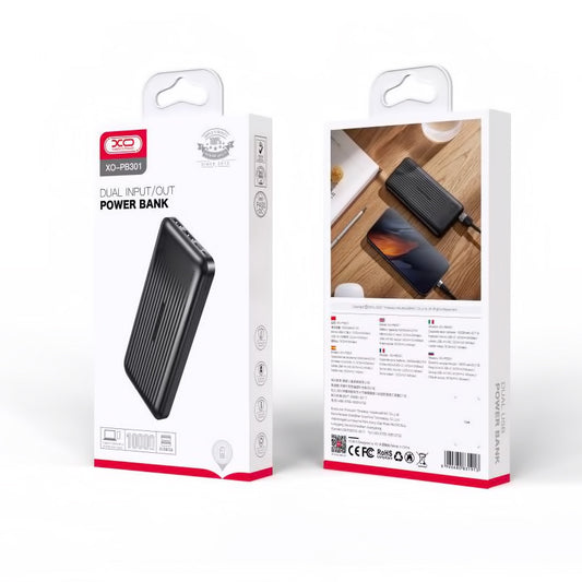 Externe Batterij XO Design PB301, 10000mAh, 10W, 2 x USB-A, Zwart