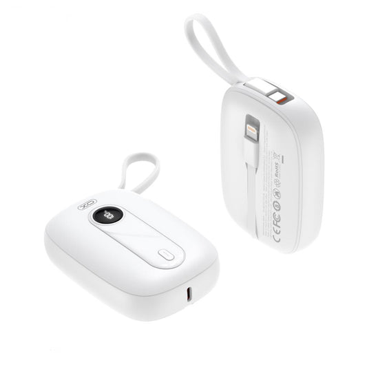 Externe Batterij XO Design PR246, 10000mAh, 22.5W, PD, 1 x Lightning - 2 x USB-C, Wit