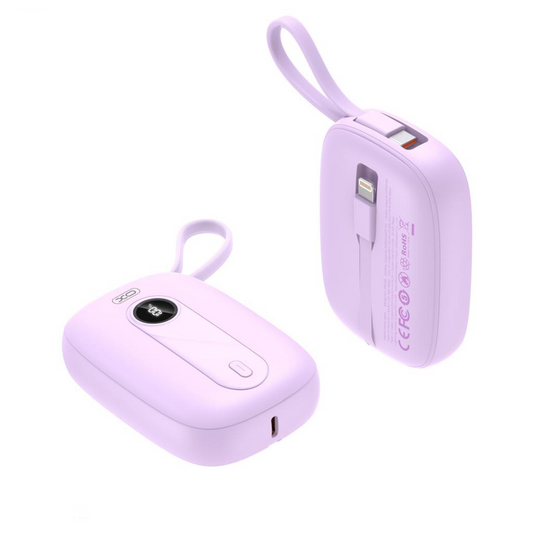 Externe Batterij XO Design PR246, 10000mAh, 22.5W, PD, 1 x Lightning - 2 x USB-C, Paars