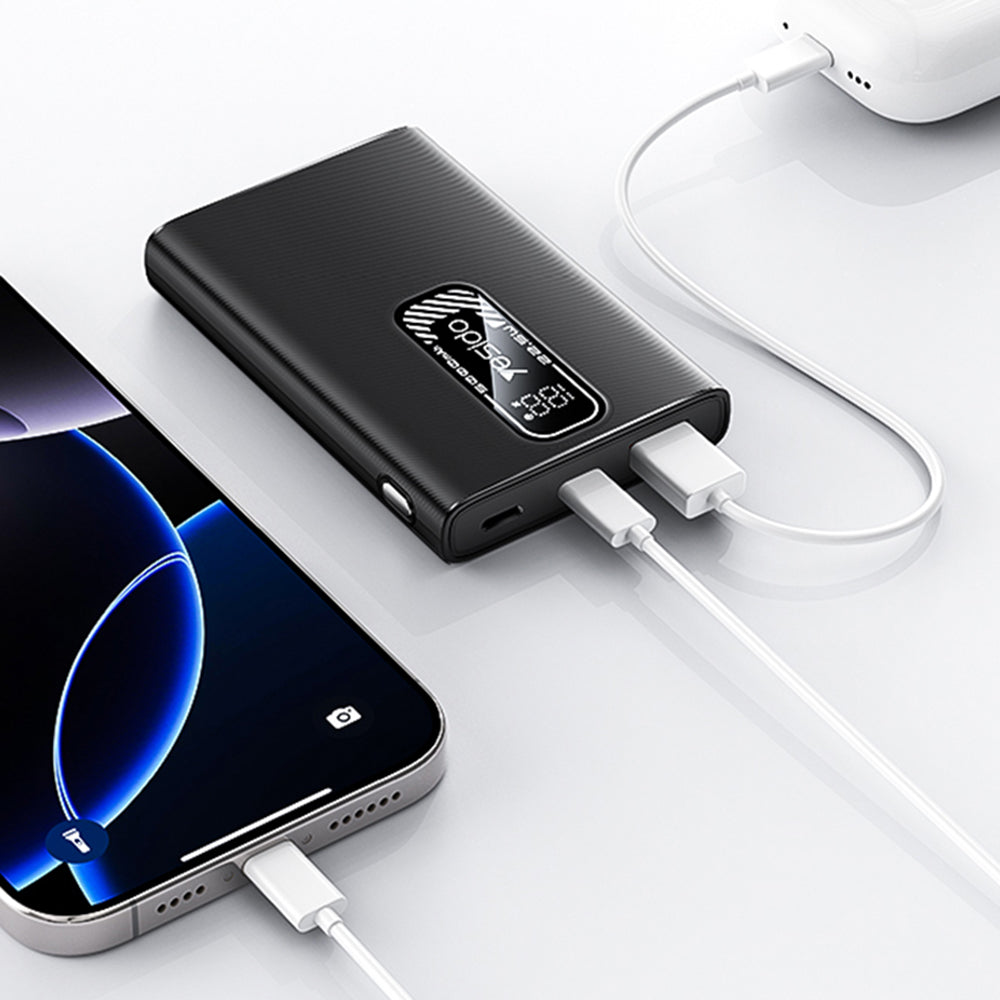 Externe Batterij Yesido YP92, 5000mAh, 22.5W, QC + PD, 1 x USB-A - 1 x USB-C, Zwart