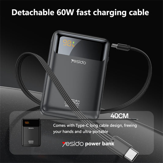 Externe batterij Yesido YP97, 20000mAh, 65W, PD, 2 x USB-C, Grijs