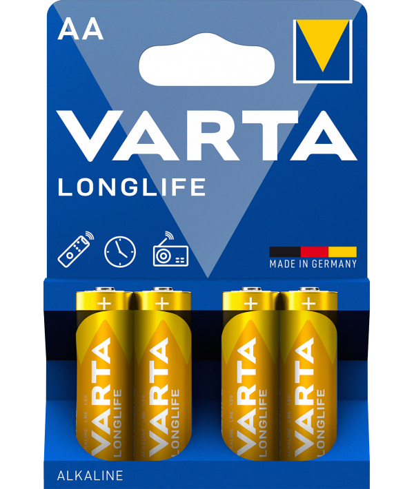 Varta Longlife 4106 batterij, AA / LR6, set van 4 stuks