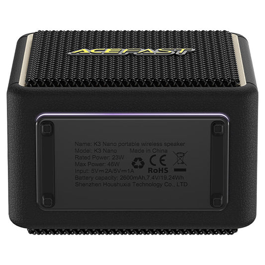Draagbare Bluetooth Speaker Acefast K3 Nano, 1 x 30W - 1 x 16W, RGB, Waterdicht, Zwart
