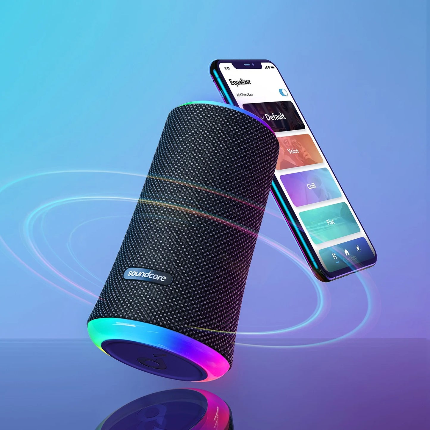 Anker SoundCore Flare 2 Bluetooth Speaker, 20W, RGB, Waterproof, Black A3165G11