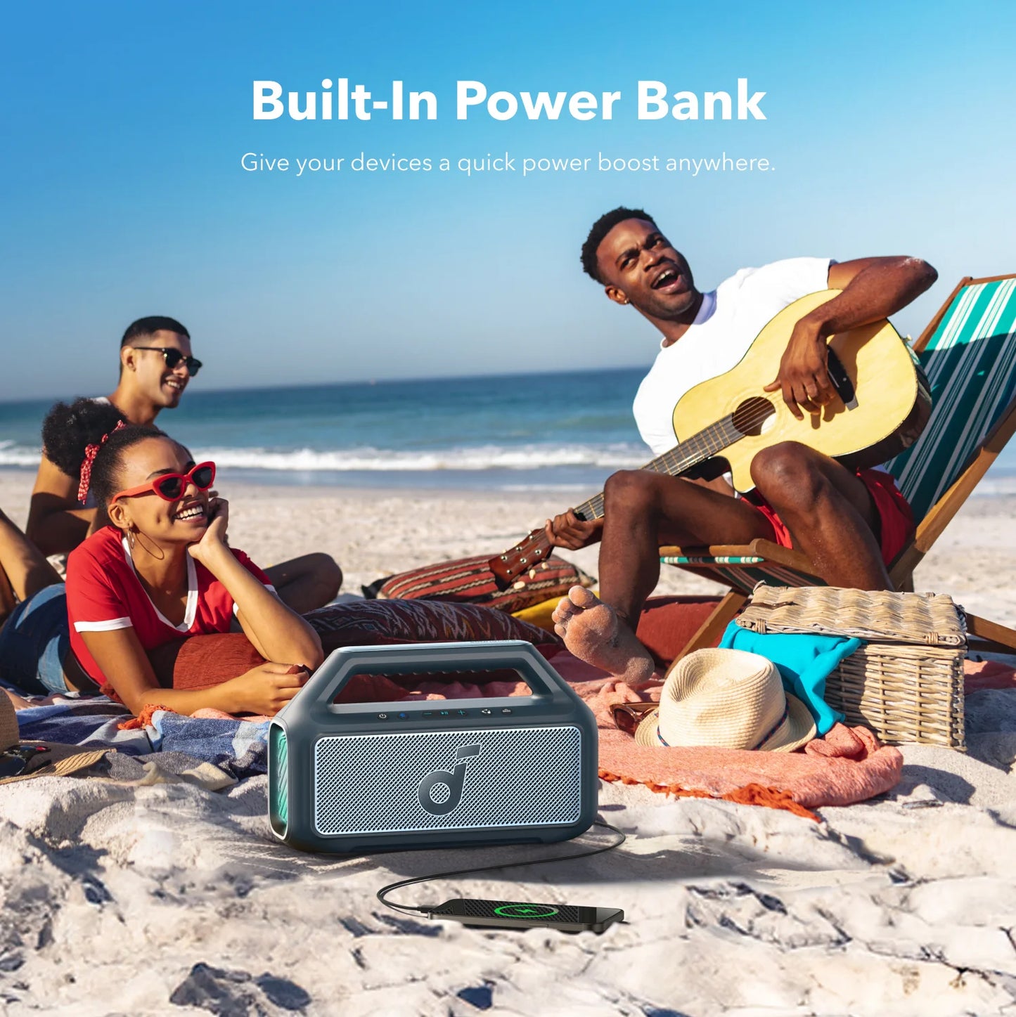 Draagbare Bluetooth Speaker Anker SoundCore Boom 2, 80W, TWS, RGB, Waterdicht, Blauw A3138031