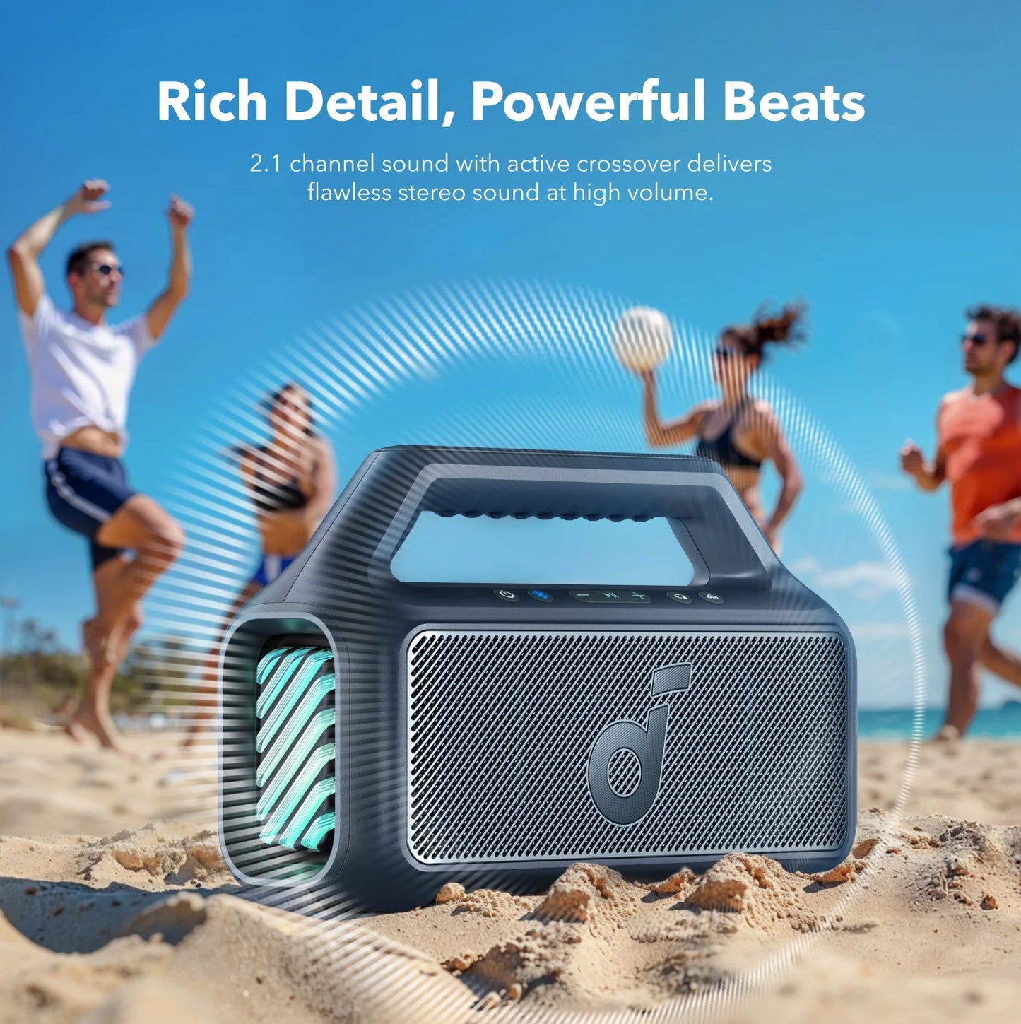 Draagbare Bluetooth Speaker Anker SoundCore Boom 2, 80W, TWS, RGB, Waterdicht, Blauw A3138031