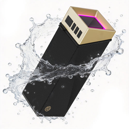 Draagbare Bluetooth Speaker Bugani Brief TT, 60W, RGB, Waterdicht, Zwart Goud