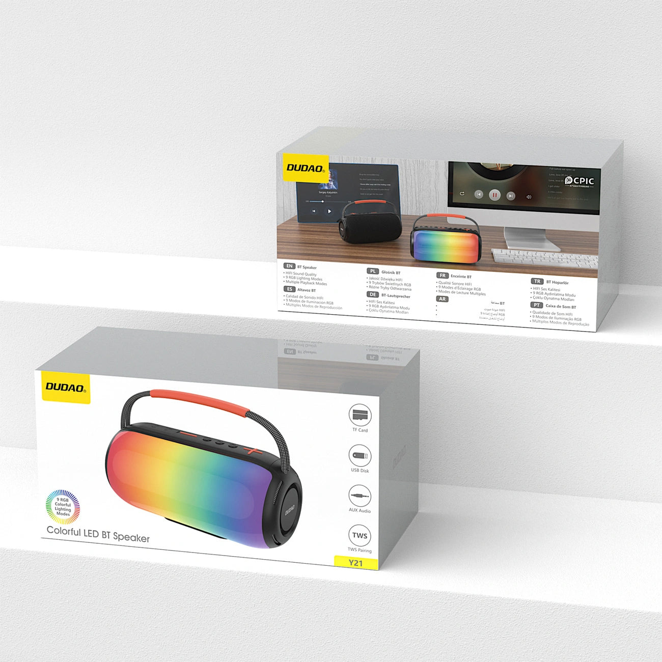 Draagbare Bluetooth Speaker Dudao Y21, 2 x 5W, TWS, RGB, Zwart