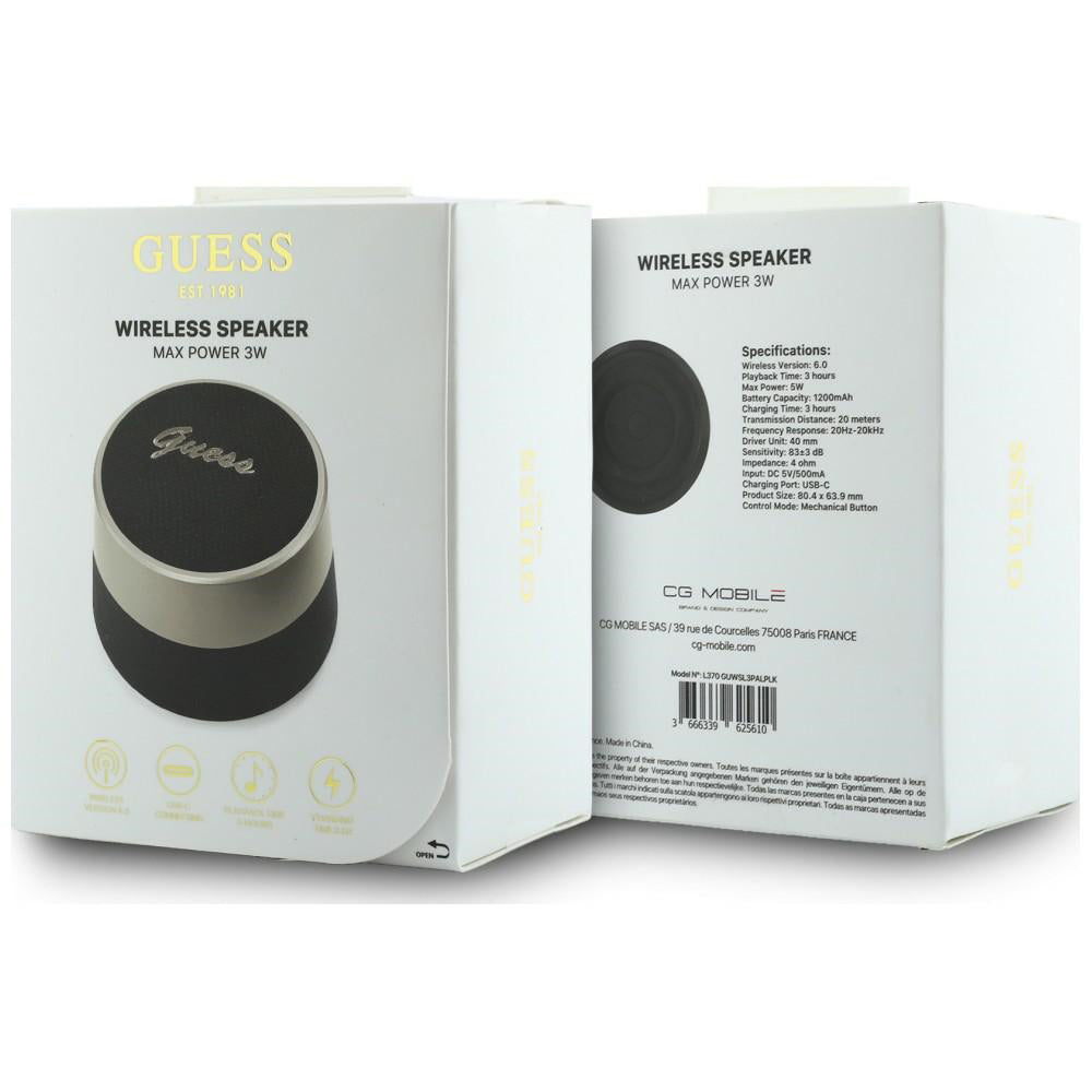 Draagbare Bluetooth Speaker Guess Script Metal Logo, 5W, TWS, Zwart