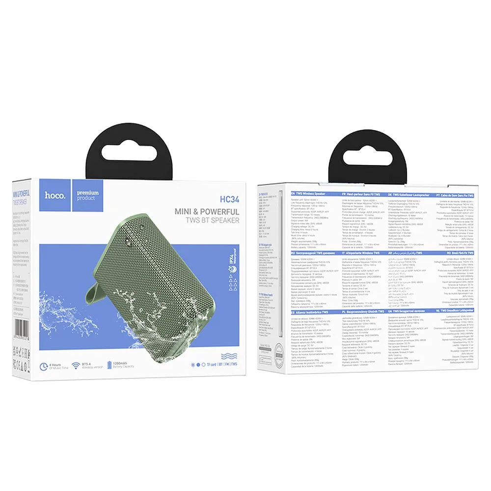 Draagbare Bluetooth Speaker HOCO HC34, 5W, TWS, Waterdicht, Groen