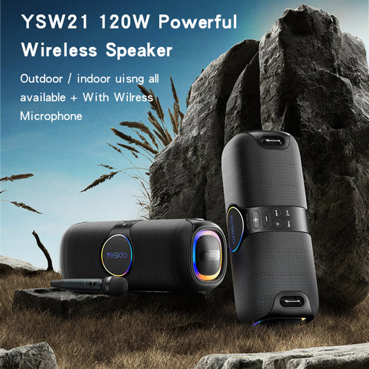 Bluetooth-luidspreker Yesido YSW21 Karaoke, 120W, RGB, Waterdicht, Zwart