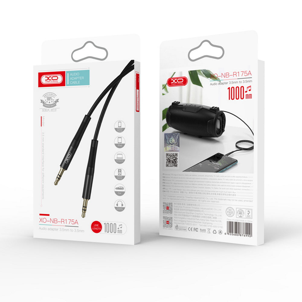 Audio Kabel 3.5mm - 3.5mm XO Design NB-R175B, 2m, Zwart