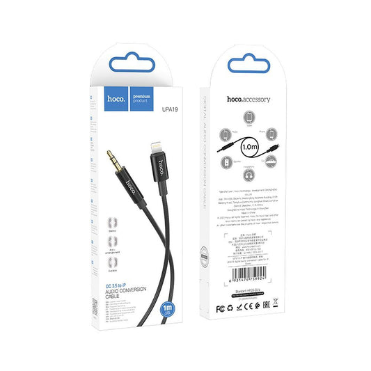 Audiokabel 3,5mm - Lightning HOCO UPA19, 1m, Zwart
