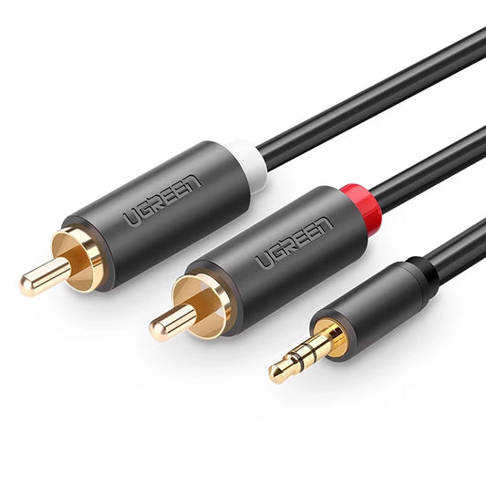 Audiokabel 3,5 mm - 2 x RCA UGREEN AV102, 2 m, zwart