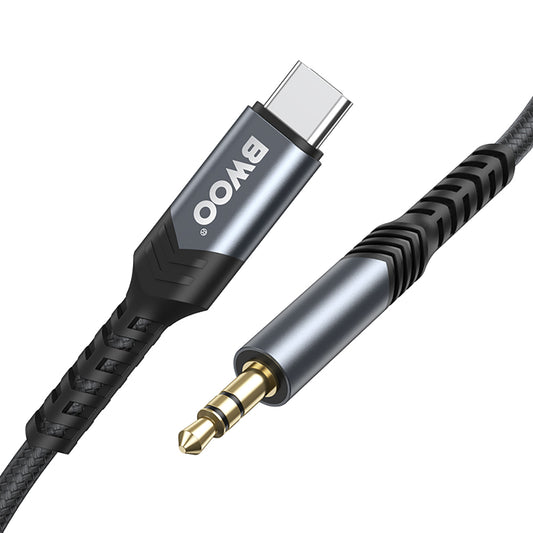 Audiokabel USB-C - 3,5 mm BWOO BO-AUX066, 1,2 m, Zwart