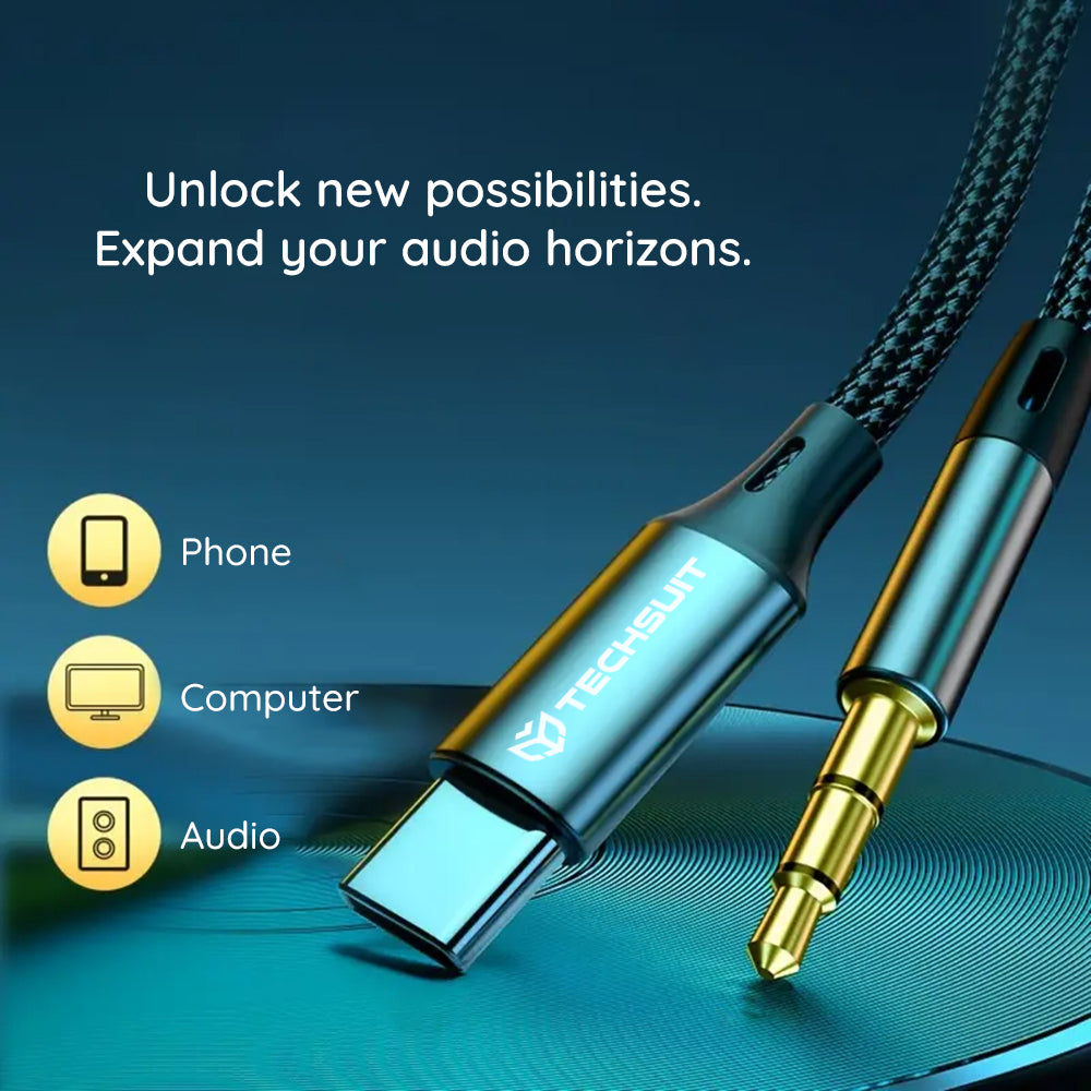 Audio Kabel USB-C - 3.5mm Techsuit AC11 FuseXound, 0.5m, Gri