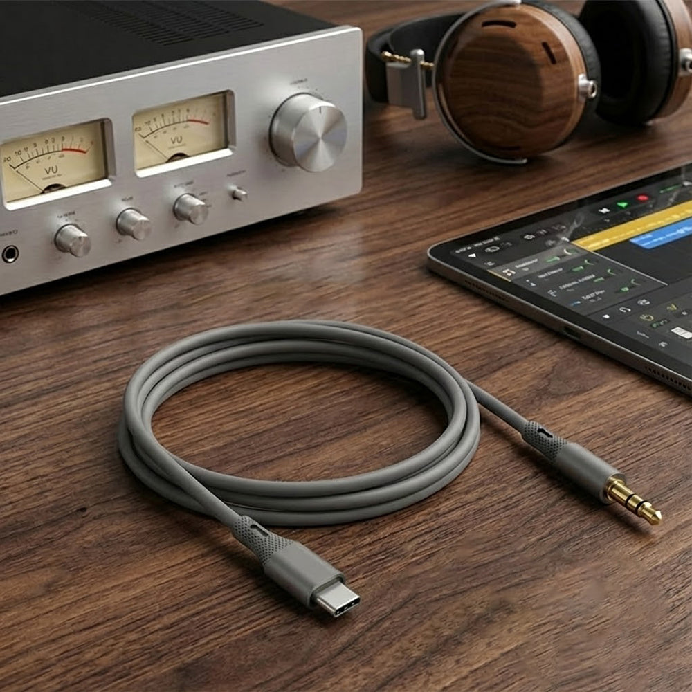 Audio Kabel USB-C - 3.5mm Techsuit AC4 SoundFlex, 1m, Grijs