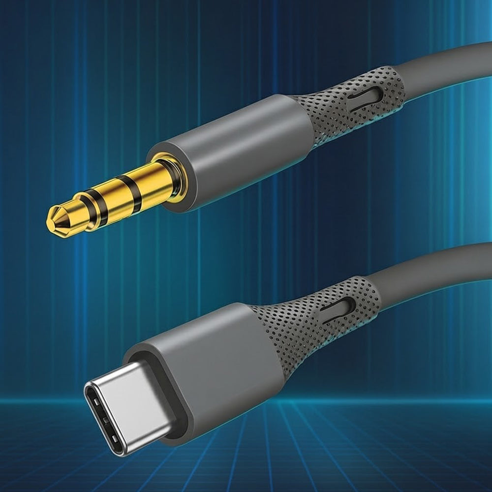 Audio Kabel USB-C - 3.5mm Techsuit AC4 SoundFlex, 1m, Grijs