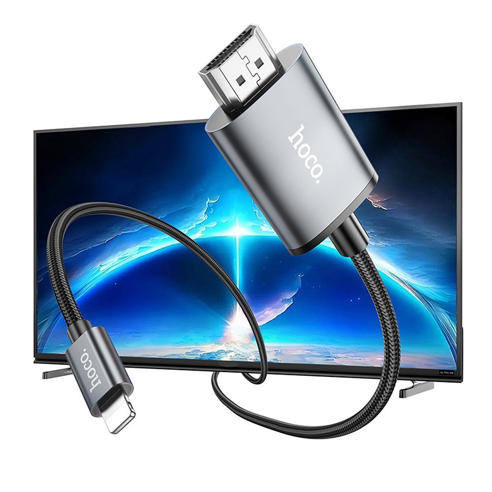 Audio- en Videokabel Lightning - HDMI HOCO UA27, 2m, Gri