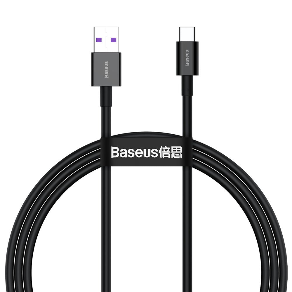 USB-A - USB-C Data- en Oplaadkabel Baseus Superior, 66W, 2m, Zwart CATYS-A01