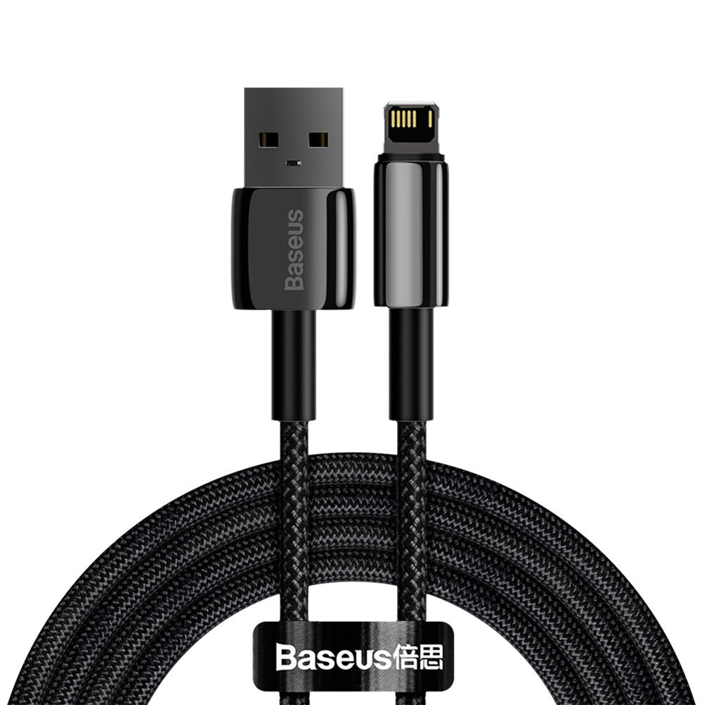 USB naar Lightning Data en Oplaadkabel Baseus Tungsten Gold, 2m, 2.4A, Zwart CALWJ-A01